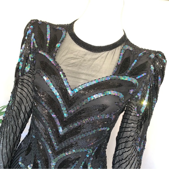 w o w :: Vintage Glamorous Fitted Sequin Beaded Gatsby Dress - Picture 16 of 16